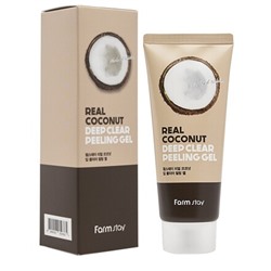 Гель для лица отшелушивающий с кокосом  Real coconut deep clear peeling gel FarmStay 100 мл.