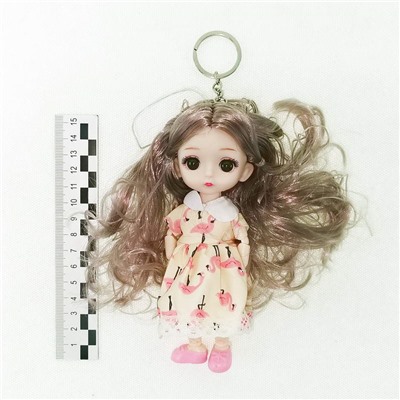 Кукла-брелок с колечком 16см (гнутся суставы, длинные волосы)