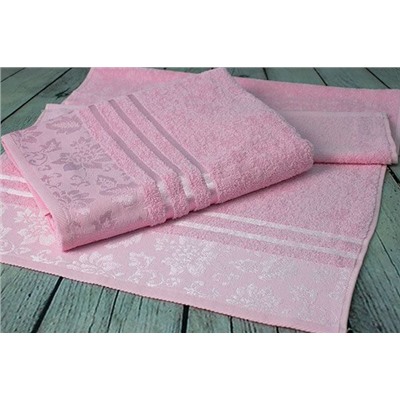 Набор махровых полотенец "Дуэт"-пастельно-розовый 2 шт ( 50*90 см,70*140 см) хлопок 100%