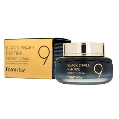 Крем для лица с черной улиткой и пептидами Black snail peptide 9 perfect cream FarmStay 55 мл.