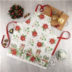 Фартук "Этель" Christmas red flowers 60х70см, 100% хл, саржа 190 гр/м2