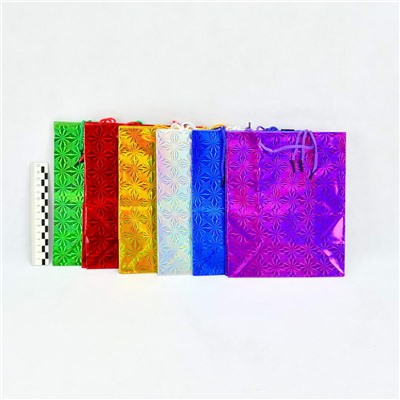 Пакет подарочный голографический 18*21.5*7.5см 6цветов(12 в упаковке)