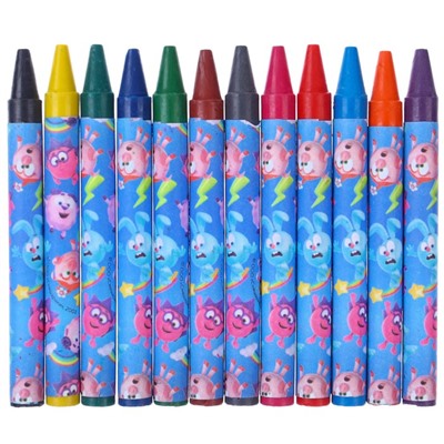 Восковые карандаши, набор 12 цветов, Смешарики