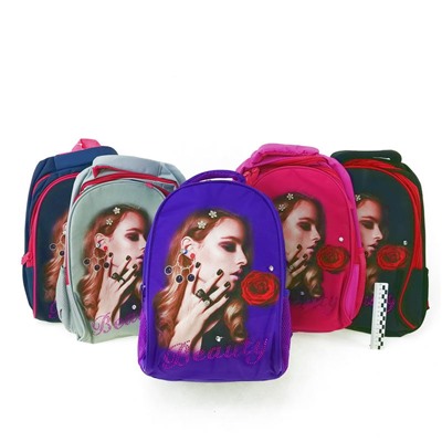 Рюкзак школьный арт.D8017 Beauty (девоч) 3 отделения, 2 боковых кармана. цвета в ассортименте 39*30*24см