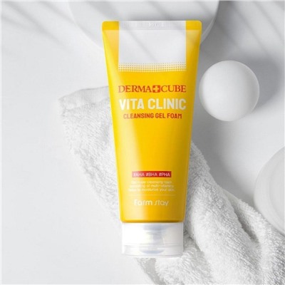 Farm Stay Пенка для умывания / Dermacube Vita Clinic Cleansing Gel Foam, 180 мл