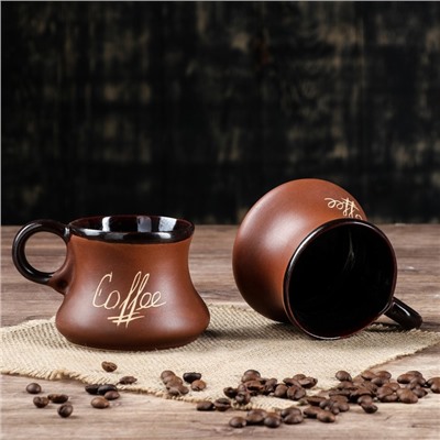 Кофейный набор коричневый, 3 предмета: турка 0.6 л,чашки 0.2 л