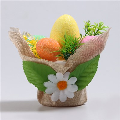 Пасхальный декор «Корзинка с яйцами» 11х11х12 см