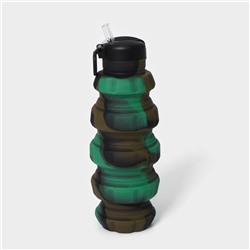 Бутылка складная Доляна «Милитари», 500 мл, 7×21 см, цвет зелёный