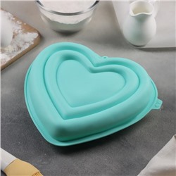 Форма для муссовых десертов и выпечки Доляна «Сердце», 22×20×7 см, силикон, цвет МИКС