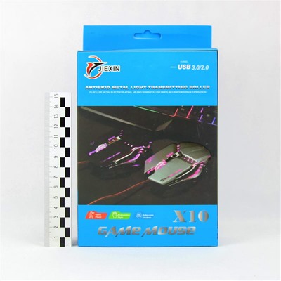 Мышь игровая пров. Jiexin X10 цв.черный(светится/7 кнопок/USB)(str)