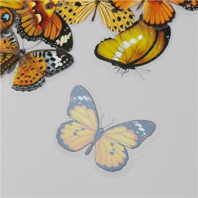 Наклейки для творчества пластик PVC "Янтарные бабочки" набор 40 шт 9х10.5 см
