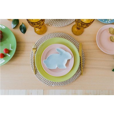 Блюдо керамическое сервировочное Доляна «Милашки. Зайка», 17,8×12,7×1,5 см, цвет голубой