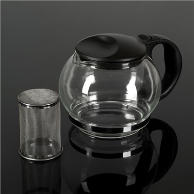 Чайник заварочный «Любава», с металлическим ситом, 1,25 л, цвет чёрный