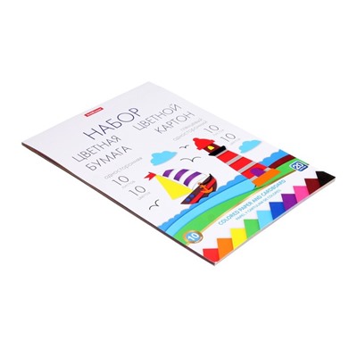 Набор для детского творчества А4, 20 листов немелованных односторонних, ErichKrause, на клею, 10 листов цветной бумаги + 10 листов цветного картона