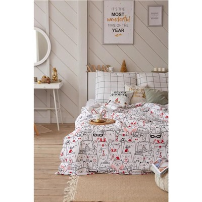 Постельное белье Этель 1.5 сп Xmas cat 143*215 см, 150*214 см, 70*70 см - 2 шт