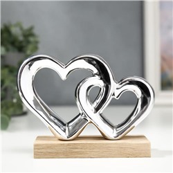 Сувенир керамика, дерево "Двойное сердце" серебро 10,4х5х14,3 см