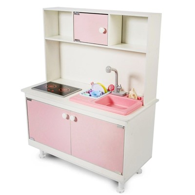 Игровая мебель «Детская кухня», интерактивная панель, раковина с водой, цвет розовый