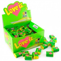 СЛ: Жевательная резинка LOVE IS. Яблоко и Лимон (зеленая) 4,2гр (100шт в блоке)
