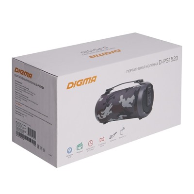 Портативная колонка Digma D-PS1520, 16Вт, BT, microSD,USB,AUX,FM, 1500мАч, камуфляж