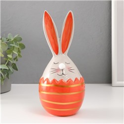 Сувенир керамика "Кролик в яйце с полосками" серо-оранжевый 9,2х9х20,5 см