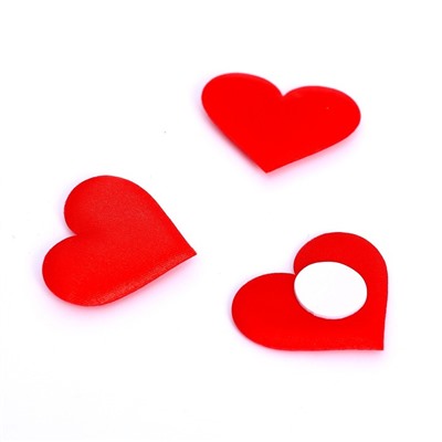 Сердечки декоративные, на клеевой основе, набор 15 шт., размер 1 шт: 3,5 × 3 см, цвет красный