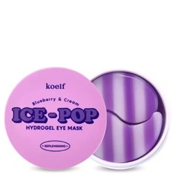 KOELF Гидрогелевые патчи для глаз ГОЛУБИКА/ВАНИЛЬ Blueberry & Cream Ice-Pop Hydrogel Eye Mask 60 шт