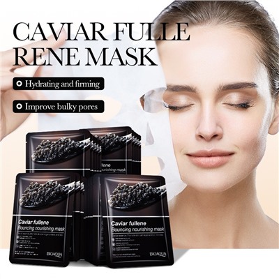 Питательная тканевая маска с экстрактом черной икры BIOAQUA Caviar fullene Bouncing nourishing mask