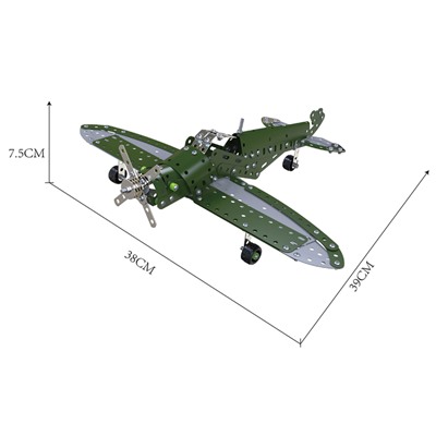 Конструктор металлический «Самолёт бомбардировщик», 258 деталей