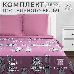 Постельное бельё Этель Евро «Семья сов» 200х215 см, 220х240 см, 70х70 см - 2 шт