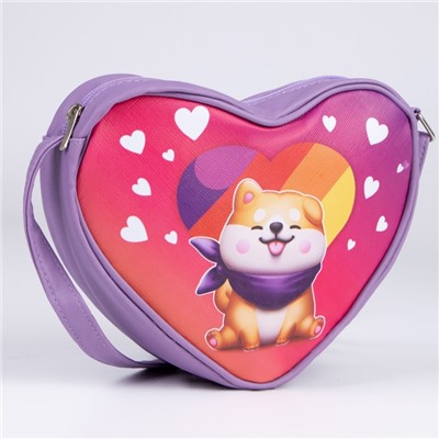 Сумка детская в форме сердца «Собачка», фиолетовый, 19х17х5 см