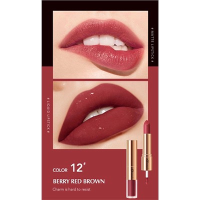 Двухсторонняя помада O'cheal Rose gold 2in1 matte lipstick&liquid lipstick 3,5гр+3,5гр (оттенок 12)