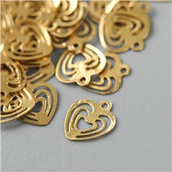 Декор для творчества металл "Тройное сердце" золото набор 200 шт 0,8х0,8 см