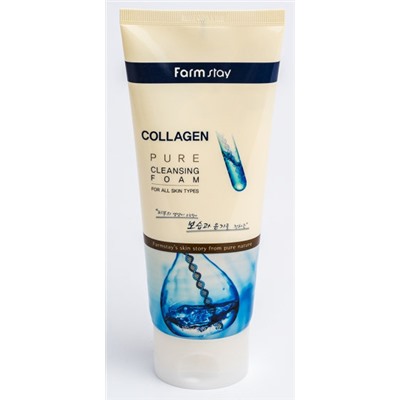 Пенка очищающая с коллагеном Collagen water full moist deep cleansing foam FarmStay 180 мл.