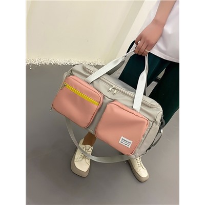 Двухцветная сумка-даффл с карманом