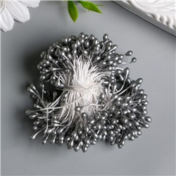 Тычинки для цветов "Капельки глянец тёмно-серебристые" набор 300 шт длина 6 см