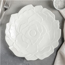 Тарелка обеденная Magistro «Роза», d=25 см, цвет белый