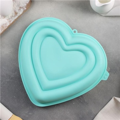 Форма силиконовая для муссовых десертов и выпечки Доляна «Сердце», 22×20×7 см, цвет МИКС
