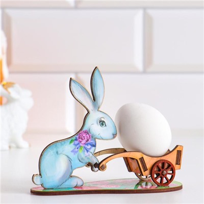 Подставка для яйца "Кролик с тележкой", фанера