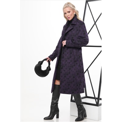 Пальто демисезонное фиолетовое с поясом