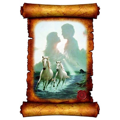 Картина с эффектом объёма малая "Две Лошади" 13х19 см