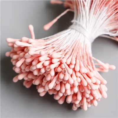Тычинки для цветов "Капельки матовые розовая пастилай" d=1,5 мм набор 400 шт длина 6 см