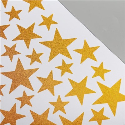 Наклейка пластик интерьерная золотая "Звёзды" 21х28,5 см