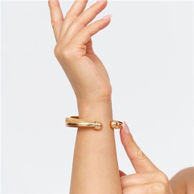 Браслет женский раздвижной на руку, жесткий металический, покрытие позолота, №016028, арт. 001.342