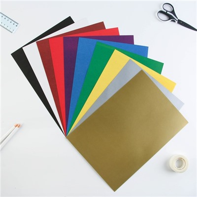 Набор «Учись на 5+», цветной картон 10 листов, 10 цветов, плотность 220 г/м односторонний, цветная бумага 16 листов, 8 цветов, двухсторонний, формат А4