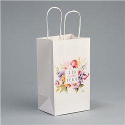 Пакет крафтовый «Для тебя», цветы, 12 × 21 × 9 см