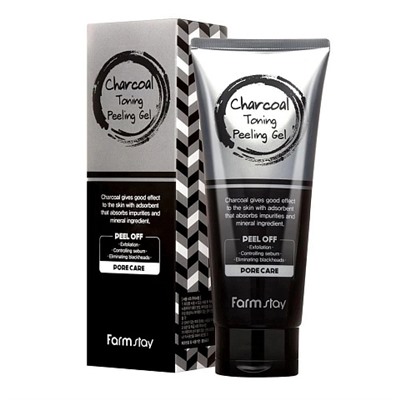 Отшелушивающий пилинг - гель с углём FarmStay Charcoal Toning Peeling Gel 180 мл