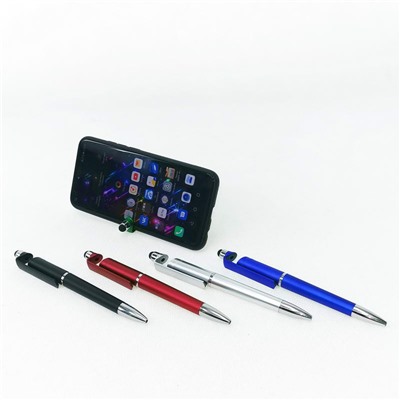 Ручка шариковая автоматическая Подставка под смартфон со стилус-наконечником (Синий стержень)