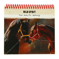 Скетчбук А6, 40 листов на гребне «Влюблённые лошади», жёсткая подложка, обложка мелованный картоон, блок 100 г/м2
