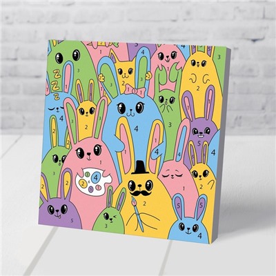 Картина по номерам «Яркие кролики» 15 × 15 см