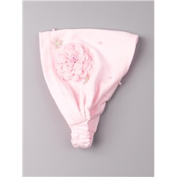Косынка трикотажная для девочки на резинке, большой цветок, светло-розовый